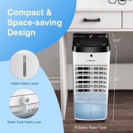 Costway 4-in-1 Evaporative Air Cooler Portable Swamp Cooler w/ Fan & Humidifier White