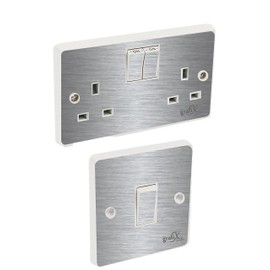 the grafix studio Brushed Silver Light Switch & Double Socket Sticker Vinyl/Skin cover