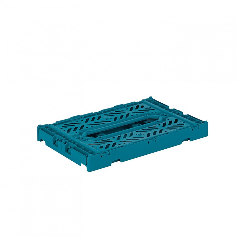 Ay-Kasa Folding Crate, Sturdy Folding Box, Plastic, Stackable, Peacock Green,
