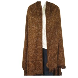 TDbN | Tribal Designs by Neela Throw/Shawl | Yak + Sheep Wool Blend | Nepal |Handmade | Paisley Design|  Khaki