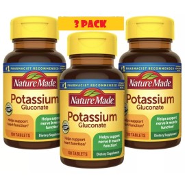 Nature Made 3 Pack Potassium 550mg 300 Tablets (3x100) No Gluten Exp. 11/2026 #1 Recommended