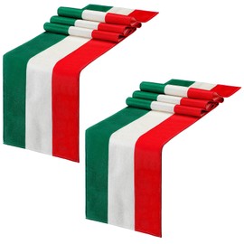 Kingdder 2 Pcs Linen Italy Puerto Rico Table Runner Striped Flag Linen Table Runner Italian Puerto Rico Party Decorations for Kitchen Dining Room Home Table Centerpieces, 13 x 72 Inch (Italy)
