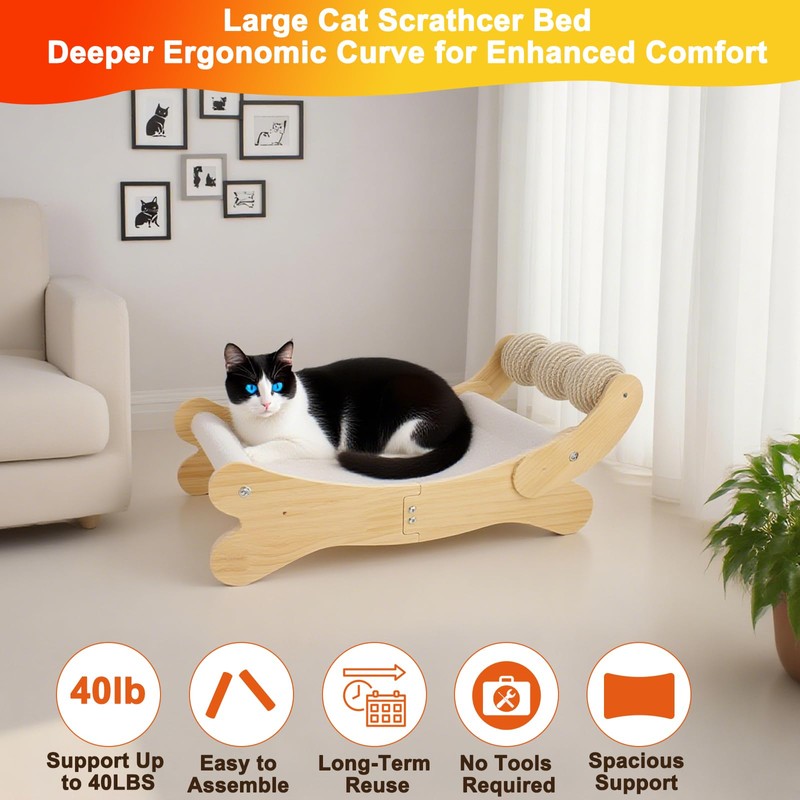 ERGTFVN 3-in-1 Cat Scratcher Bed for Indoor Cats Sisal Scratcher