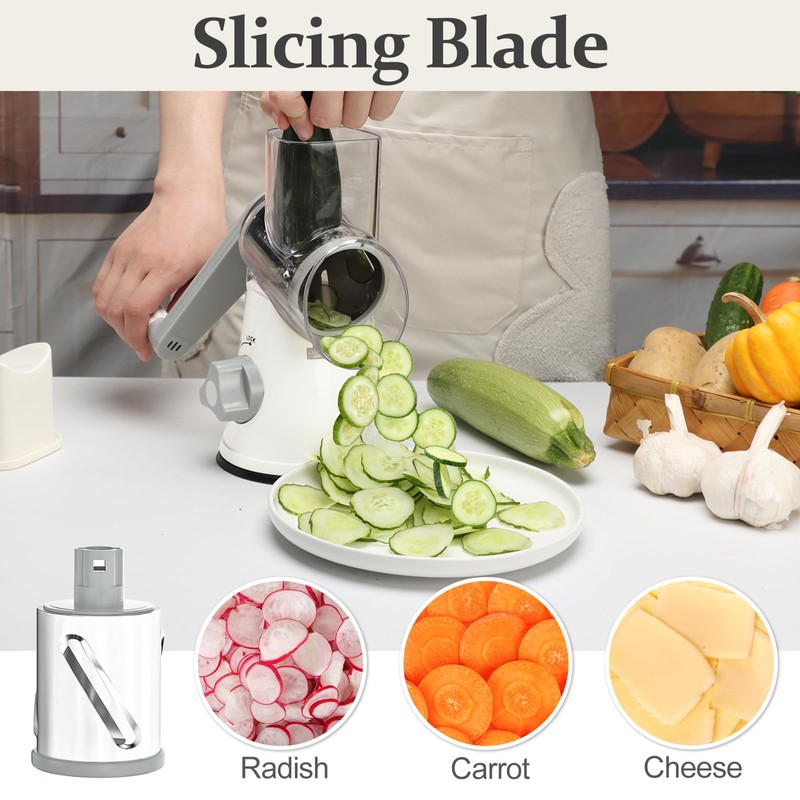 Cambom 5 in 1 Rotary Cheese Grater Hand Crank Cheese