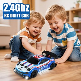 EOQIFJM RC Drift Car, 2.4GHz Remote Control Drift Cars Toys for Kids, 1:24 4WD High Speed RC Drift Car with LED Lights, Extra Drifting Tires, Gifts for Adults Boys