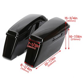 ECOTRIC Pained Black Hard Saddlebags Saddle Bags Compatible with 2014-2024 Harley Davidson Touring Models Street Road Glide Road King(W/O Hardware)