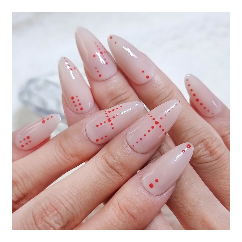 Red Henna Handmade Nail Tips - Short Square / 레드헤나