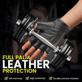 Hugger Glove Company Leather Workout Gloves for Men - Padded Leather Weight Lifting Gloves for Men - Exercise Gloves with Breathable Mesh Cycling, Training