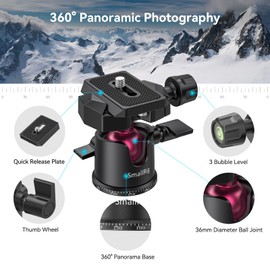 SMALLRIG Mini Tripod Tabletop Tripod with 360° Ball Head and 1/4 Screw for DSLR Cameras, Projectors, Webcams, GoPro and Smartphone Mount Adapter, Updated - BUT2664 Black