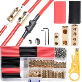 aikoolwer 40pcs 6 8 10 AWG Gauge Wire Connector 60A 80A Quick Wiring Connection Terminal Circuit Splicing Quick 100 Screws 40Pcs 3:1 Red Black Heat Shrink Tube and Wrench