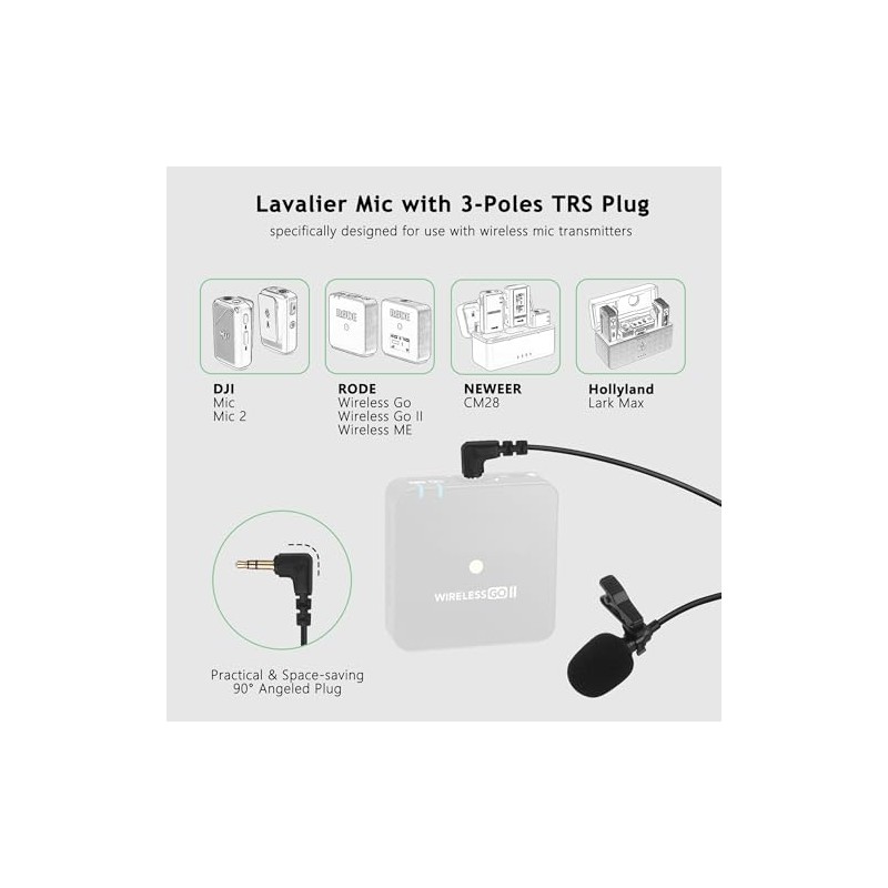 Paquete de 2 micrófonos Lavalier compatibles con DJI MIC 2,
