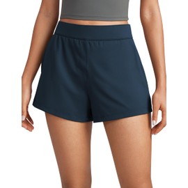 CRZ YOGA 4-Way Stretch Womens Shorts Casual Comfy High Waisted for Golf Hiking Lounge Athletic with Pockets True Navy Large