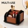 YIKATEND Wooden Desk Organizer with 6 Compartments, Remote Control Holder,