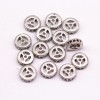 Unbranded Silver Plated Micro Pave Black Zircon Flat Wheel Charm