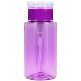 7oz Push Down Pump Dispenser Flip Top Cap Refillable Empty Bottle - Color: Purple- Lockable Travel Cosmetic Packaging Empty Bottle for Nail Polish Manicure