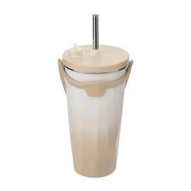 Takeda Corporation GCBE STT-480GCBE Tumbler with Straw, Thermal and Cold Insulation, Gradation Beige, 3.6 x 3.6 x 7.5 inches (9.15 x 9.15 x 19.15 cm), Straw Tumbler, 16.9 fl oz (480 ml)