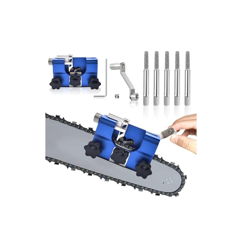 Chainsaw Sharpener, Portable Hand Cranks Chainsaw Sharpener Kit with 5