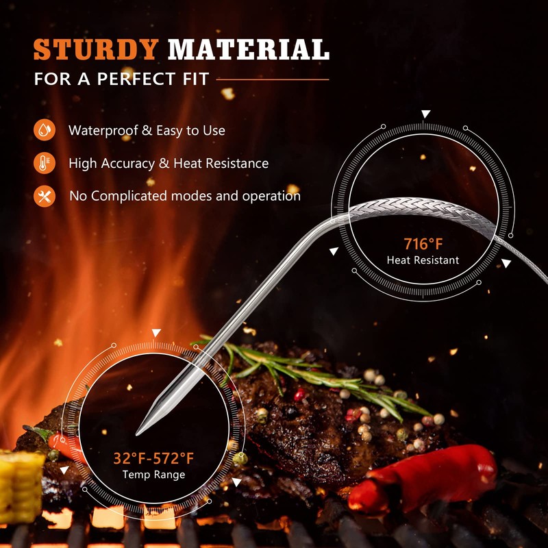Upgraded 2-Pack Temp Meat Probe Replacement for Char-Griller Gravity Fed