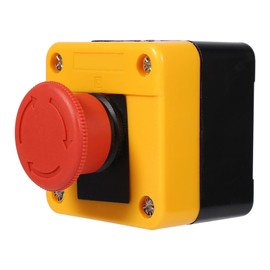 Emergency Stop Button Switch, AC 690V 10A Red Sign Emergency Stop Button Plastic Shell Mushroom Push Switch with 4 Screw Terminals for Industrial Control Circuits