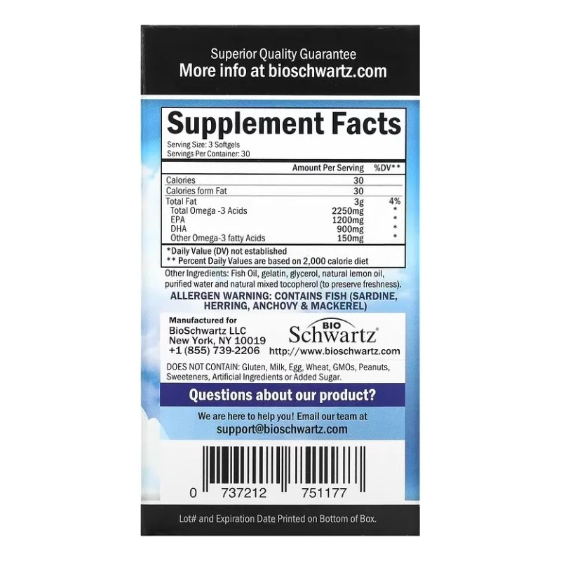 Omega 3 Bio Schwartz Aceite Pescado Sabor Limon 90 Caps