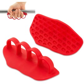 Anti-Slip Workout Grips: New Rubber Gym Grips Deadlifts Palm Protection Gloves for Weight Lifting, Dumbbell, Deadlift, Bar Pad Pull Up Grippers, Gym Training and Exercise for Men Women (Red Pair)