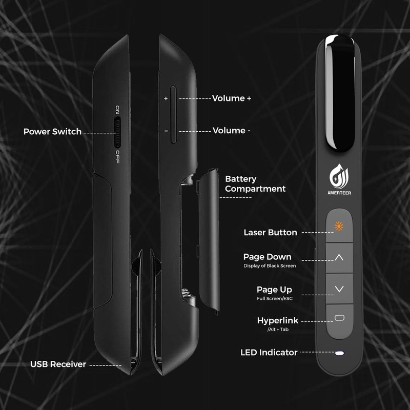 AMERTEER Wireless Presenter Flip Pen, 2.4GHz Powerpoint Presentation Remote Control
