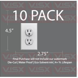 VISX Fake Outlet Plug Sticker Decal Funny wall vinyl Prank meme Weatherproof 10 PACK