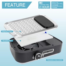 Rechargeable Nail Dust Collector with 2 Reusable Filtersr, 80W Powerful Dust Suction Machine Vacuum Nail Fan Dust Collector with Adjustable Suction for Nail Salons & DIY Home