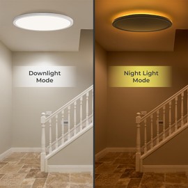 Matane 15.4in LED Flush Mount Ceiling Light Fixture with Remote, 2000K Warm Nightlight, Dimmable 3000K-6500K Low Profile Ceiling Lights for Bedroom, Living Room, 3600LM, White