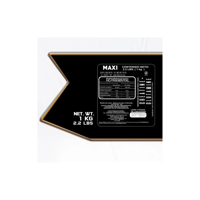 Creatina + Glutamina Maxi Protein 1 Kg 50 Servicios