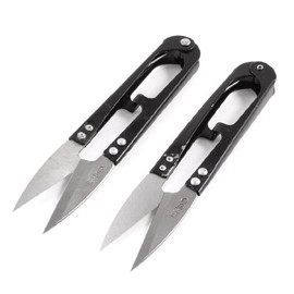 2 Pcs Black Metal Grip Thread Clip Tailor Yarn Spring Scissors Stitch Cutter