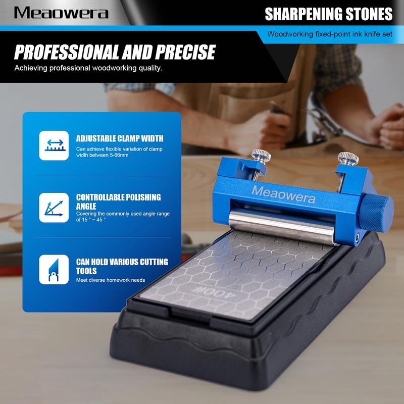 Meaowera Upgraded Honing Guide Tool - Chisel Sharpening Kit with