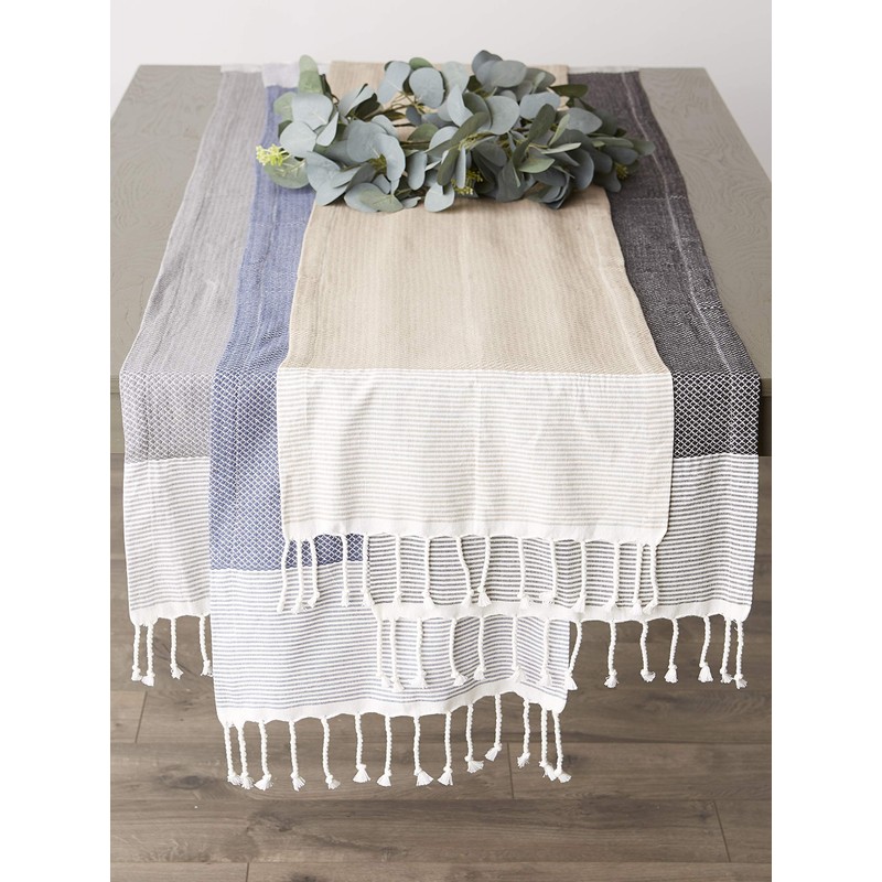 DII Bordered Dobby Woven Table Runner, 15 x 72, Black,