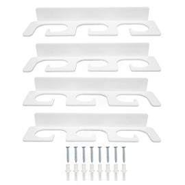 4Pcs Fishing Rod Holder Rugged Space Saving Stylish Holding 6 Rods Wall Mounted Fishing Pole Rack for Indoor Outdoor White
