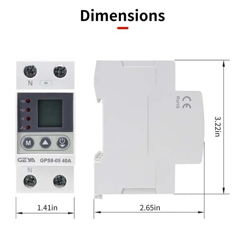 GEYA Current/Voltage Protection Device with Measuring Function AC220V LCD Display
