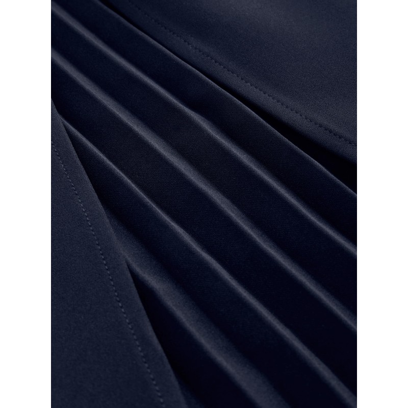 CIDER V-Neck Solid Split Midi Dress: Dark Navy, M