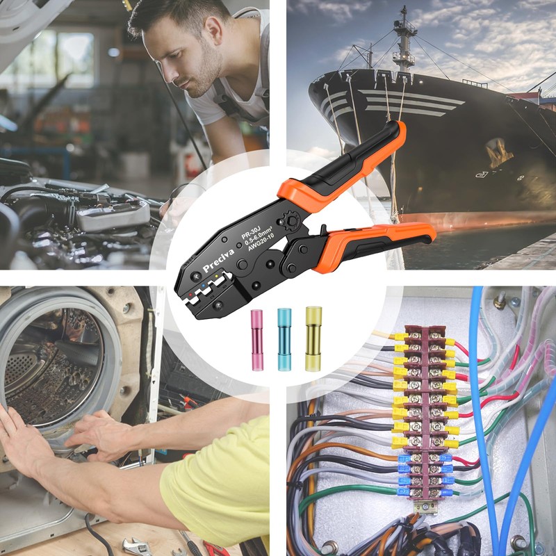 Crimping Pliers Butt Connector Set, Preciva Crimping Pliers 0.5-6.0 mm²