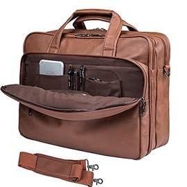 Leather Laptop Bag, Men's 15.6 Inches Messenger Briefcase Business Satchel Computer Handbag Shoulder Bag Fits 15.6 Inch Laptop, Computer, Tablet(Brown)