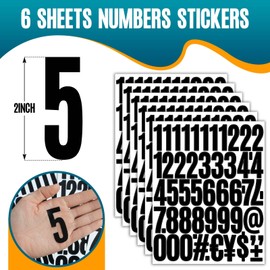 Seloom 6 Sheets 2 Inch Vinyl Mailbox Numbers Stickers Self Adhesive,Waterproof Address House Number Decals Stickers Kit for Outside Mailbox,Signs,Window,Door,Water Bottles,Cars,Home,Business(Black)