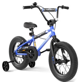 Glaf Kids BMX Style Bike with Training Wheels for Ages 2-8 Toddlers Boys Girls Bicycle Dual Brakes Balance to Pedal Children Bikes (Blue, 14)