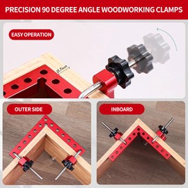 90 Degree Corner Clamp for Woodworking, 4Pack 5.5" x 5.5" Aluminum Alloy Precision Positioning Clamping Squares with 12pcs Gasket, for Picture Frames Boxes Cabinets Drawers,with Strong Box