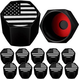SAMIKIVA Tapones de vástago de válvula de neumático con bandera estadounidense, Estados Unidos con anillo de goma, cubiertas universales para coches, SUV, bicicleta, camiones, motocicletas, herméticas resistentes (paquete de 12) (negro y blanco de Estado