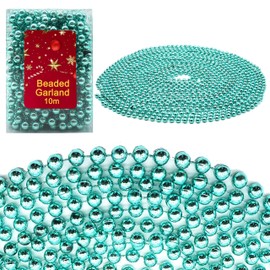 HOVUK® 10M Shiny Bead Garland, Shatterproof Blue Bead Chain, Plastic Pearl, Classic Traditional Luxury Christmas Tree Decoration