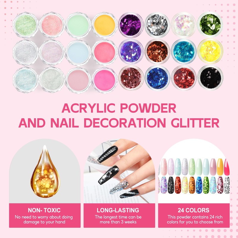 Acrylic Nail Kit with Drill and Light for Beginners Long