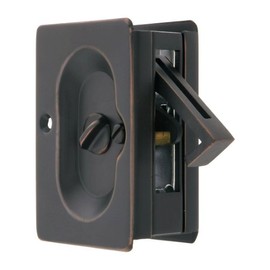 Premium Quality Mid-Century Pocket Door Privacy Lock Set in Oil-Rubbed Bronze