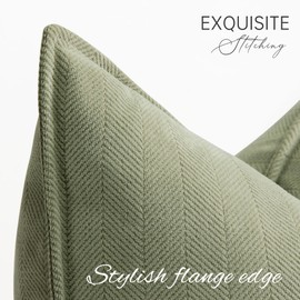 ZWJD Sage Green Cushion Cover 30 x 50 cm, Set of 2 Chenille Cushion Covers, Sofa Cushion Covers with Elegant Design, Soft and Luxurious Decorative Cushions for Couch, Bed and Home Decoration