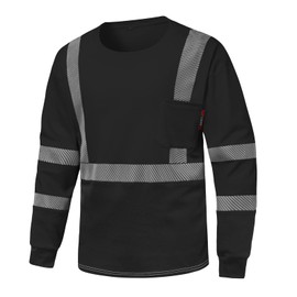 DPSAFETY FR Safety Shirt 6 oz 100% Cotton Fire Resistant Shirts for Men, Hi vis CAT2 Welding Shirt Reflective Class 3 Flame Resistant Shirts(Black,L)