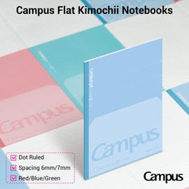 KOKUYO Campus Composition Kimochii Notebook, 3 Pack Feels Flat Semi-B5 Comp Book, Green Pink Blue, Dot A 7mm Ruled, 30 Sheets Lined Journal Notebook for School Note Taking. Japan Import (NO-FL3CATX3)
