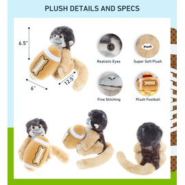 DolliBu Squirrel Monkey Stuffed Animal with Football Plush - Soft Huggable Squirrel Monkey, Adorable Playtime Plush Toy, Sports Gift for Kids and Adults - 12.5 Inch