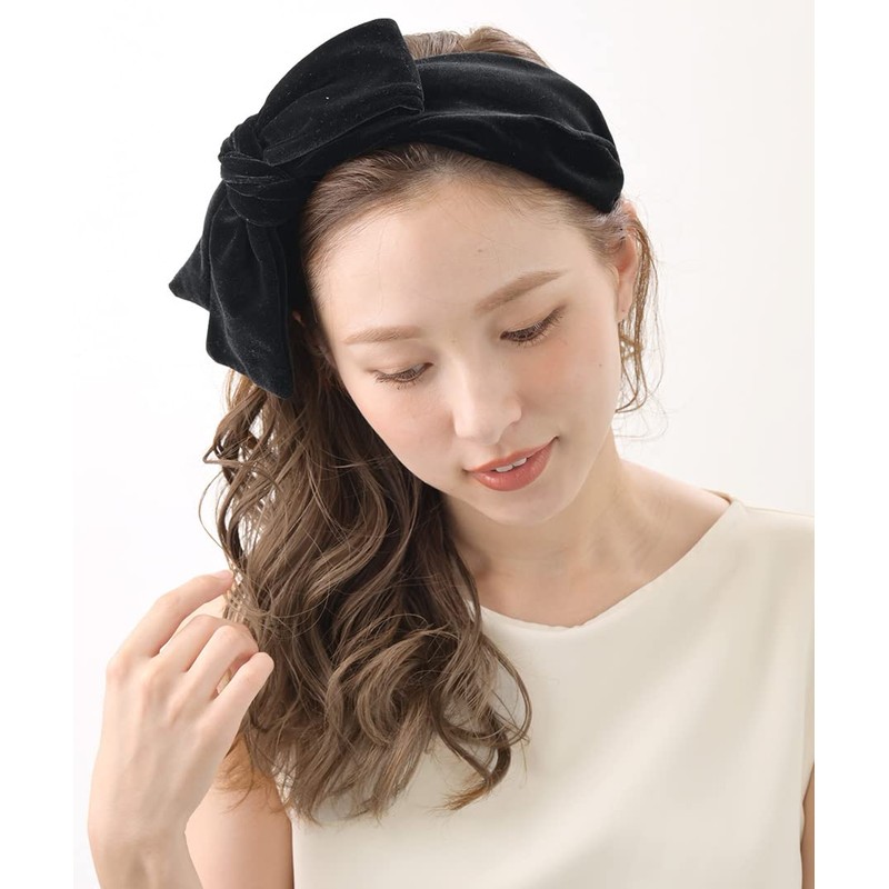 VINGTAINE HK-291 Hair Headband Velour Ribbon Removable Daily Simple Hair